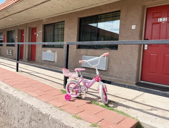 Photo of a child's bike at the Wildcat Inn.