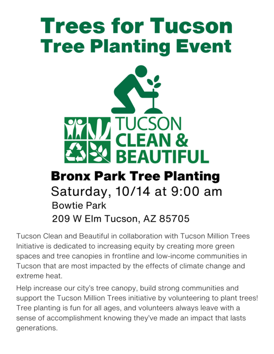 Flyer for Bronx neighborhood tree planting