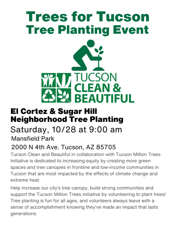 Flyer for El Cortez Sugar Hill Tree Planting event 