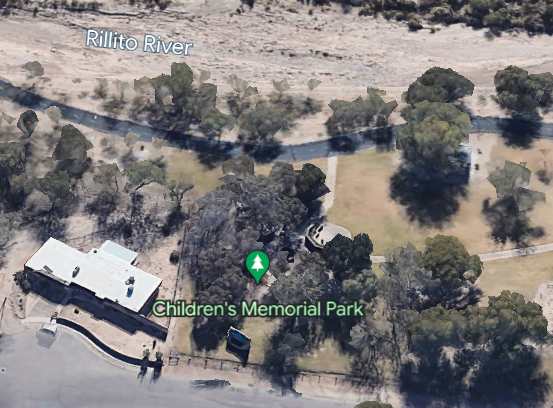 Map point out the Children's Memorial Park just south of Rillito River