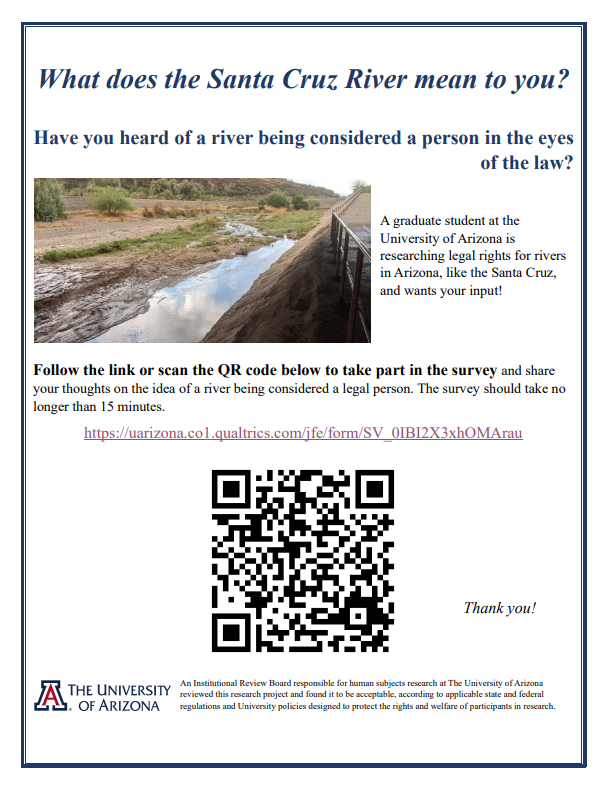 Flyer for survey on river rights and personhood