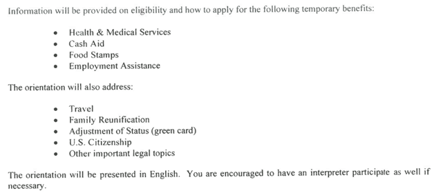 List of information that will be provided during the briefing include the will be discussed during orientation