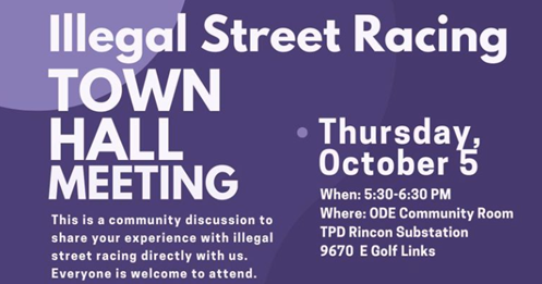 Illegal Street Racing Town Hall Meeting at Ward 4 Event Flyer