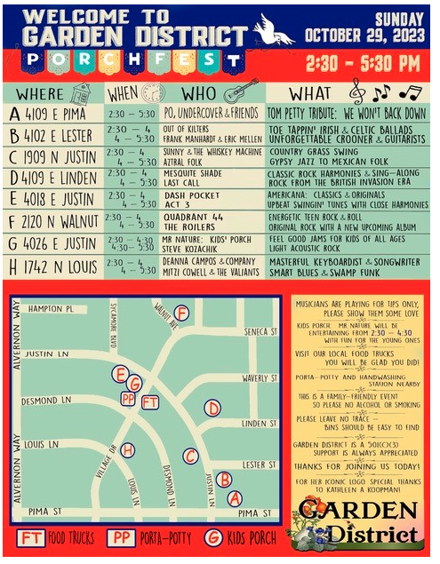 Flyer of Garden District Porch Feast