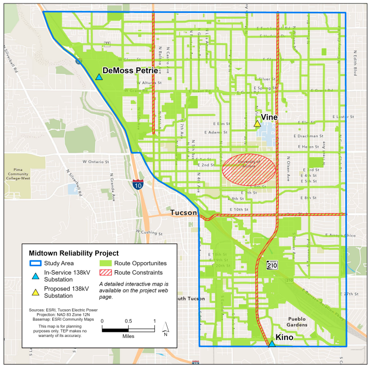 Map of Midtown Reliability Project 