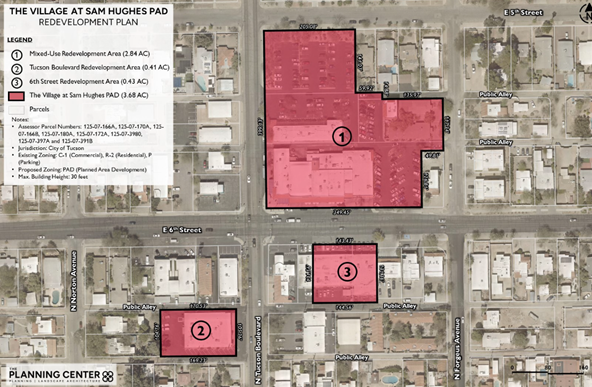 Map of rezoning project (PAD) in The village at Sam Hughes 