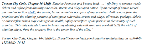 Tucson City Code, Chapter 16-13(d)