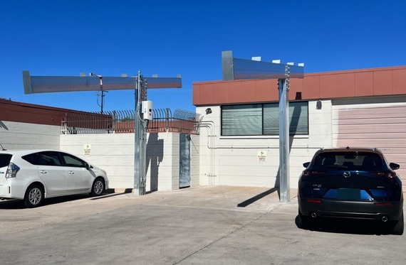 Structure to hold the solar panel behind of Ward 6 office building 