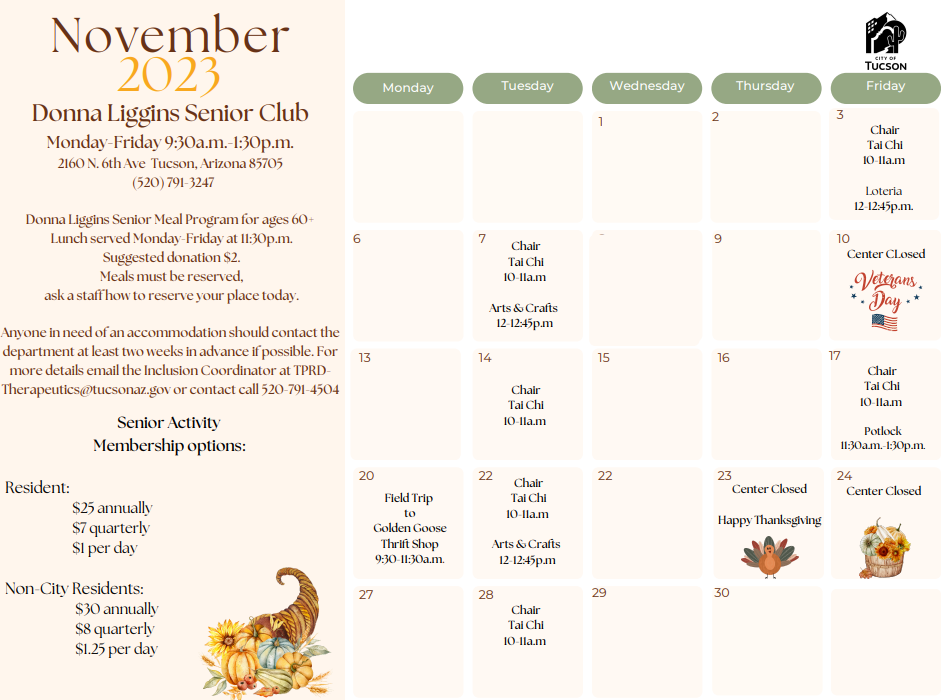 Donna Liggins November Calendar