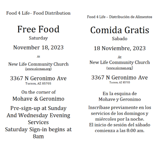 Flyer for food for life free food