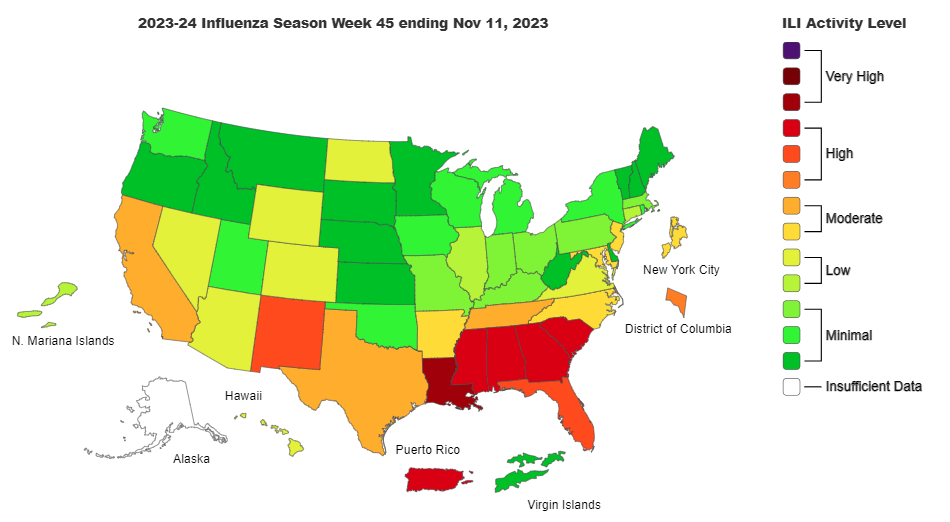 Picture of a USA map showing Fly Activity Levels