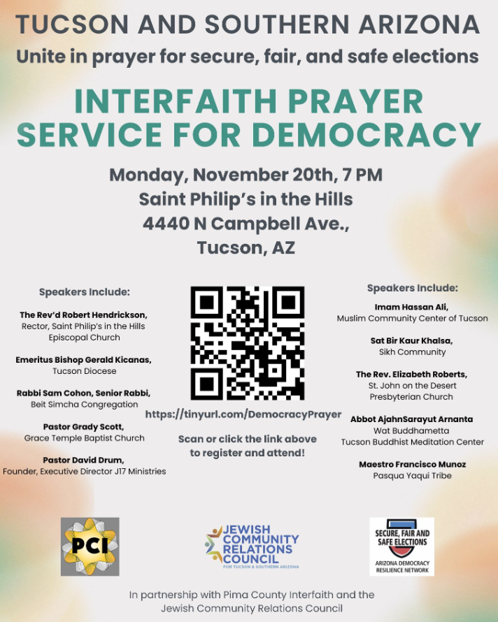Invitation to the Tucson and Southern Arizona Interfaith Prayer Service for Democracy