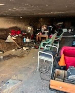 Furniture such as sofa and chairs were placed inside the tunnel on 12th St and Valencia