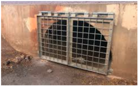 First example of removable grates that can be placed on the culvert