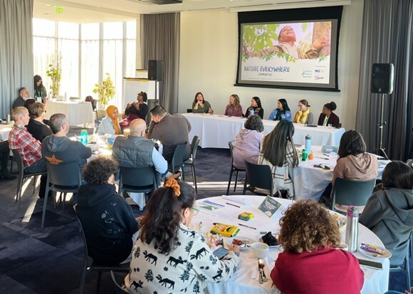 Photo of panel discussion focusing on Austin's progress on children in nature initiatives.