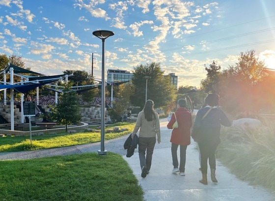 Photo: Walking through Butler Metro Park with Melissa Mundt, Jessica Novak, and Brie Chillious.