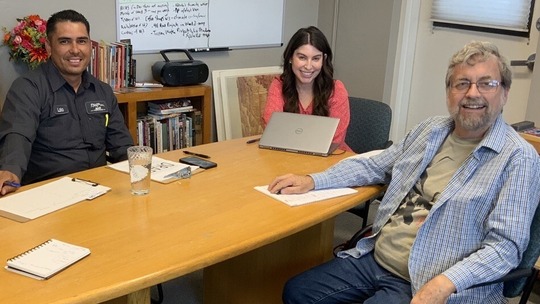 Photo of Tow truck driver representative,  Jennifer Bonham and Council Member Kevin Dahl.