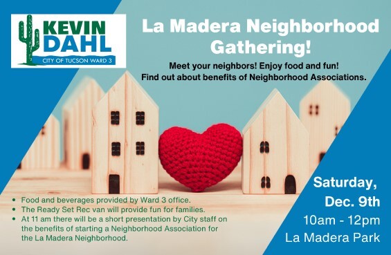 Flyer for La Madera Neighborhood meeting on December 9