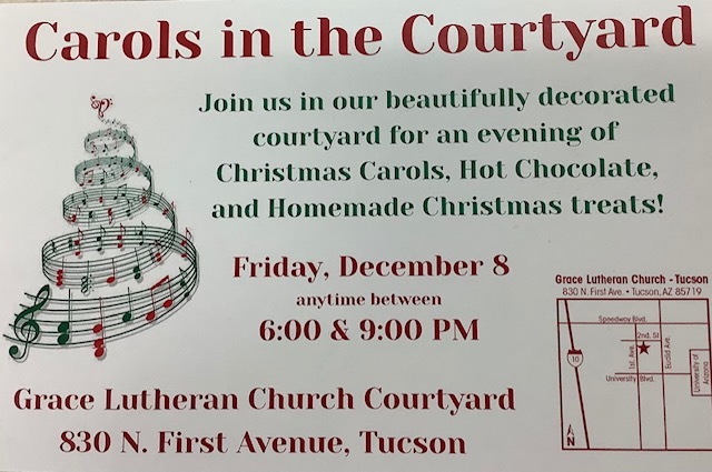 Grace Lutheran Church Carols in the courtyard flyer