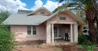 One of the existing homes that will be moved