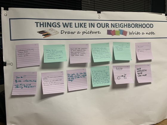 Photo of post it notes at the La Madera Park Meeting.