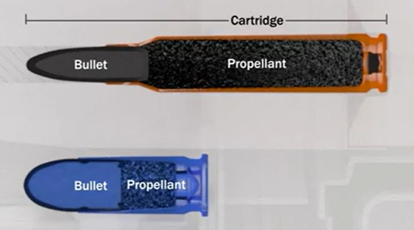 image of the inside of the AR and the 9mm bullets 