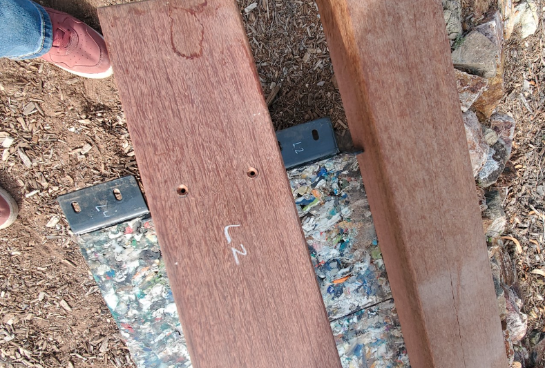 Picture of the ByFusion bench holes in the beams