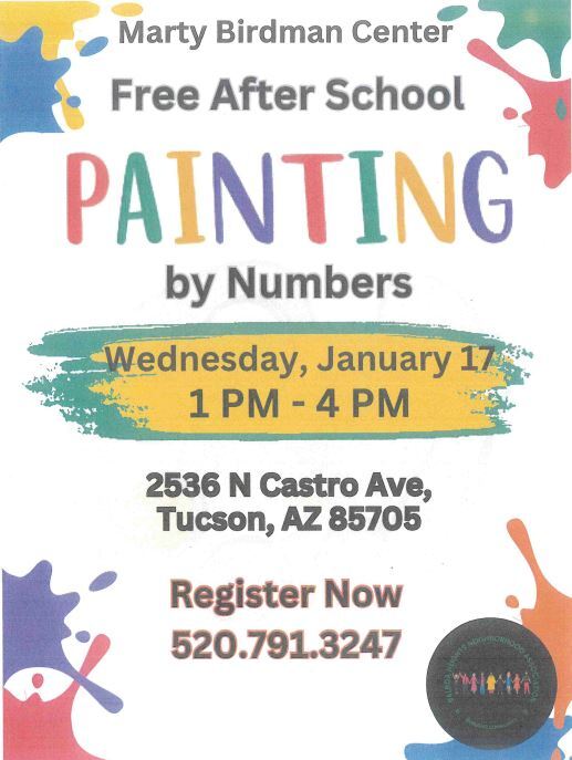 Flyer for the Marty Birdman Center painting activity 