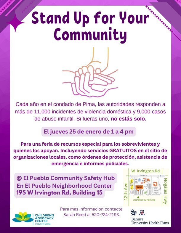 Flyer for the Stand up for your community event in Spanish