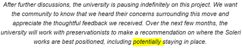 A statement from University of Arizona states that the university is pausing indefinitely on this project