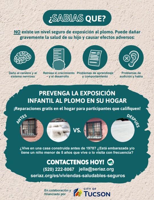 Flyer for SERI lead exposure program in Spanish