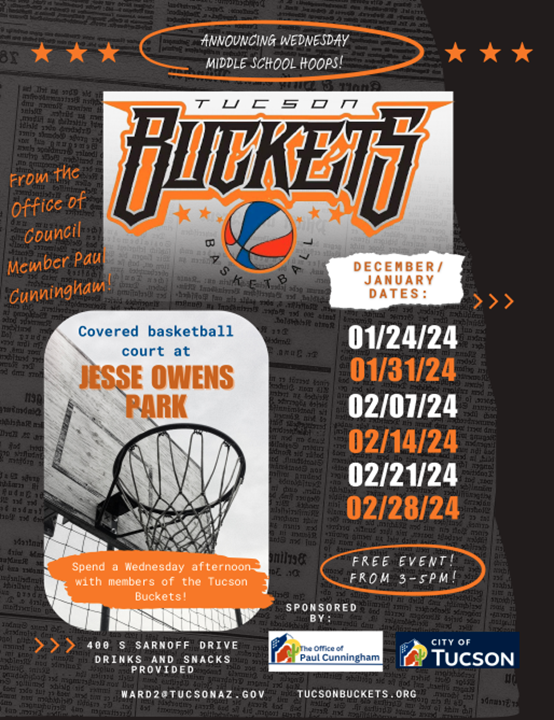 Flyer for Tucson’s semi-pro ABA basketball team flyer
