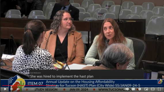 Ann Chanecka and Sarah Meggision presenting the annual update of the Housing Affordability Strategy to Tucson Mayor & Council