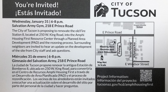 Flyer for City of Tucson old Fire station renovation proposal