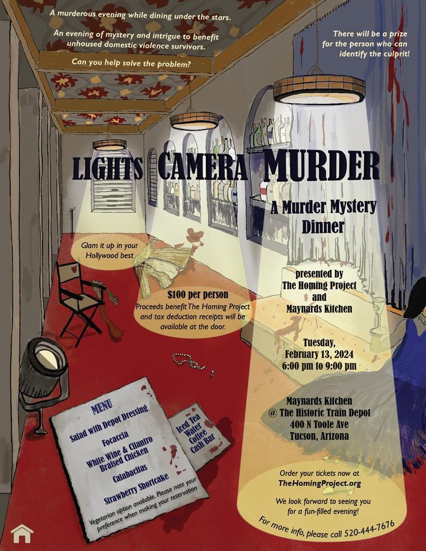 Graphic for the Homing Project mystery dinner theater