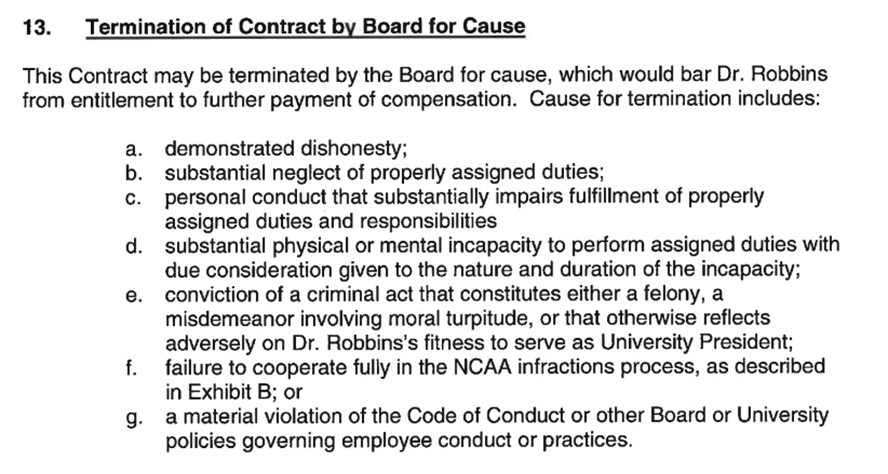 #13 Termination of Contract by Board for Cause