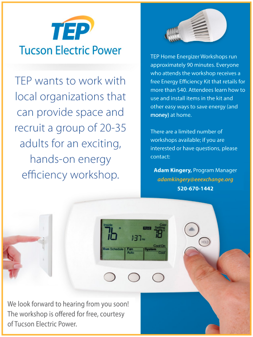 TEP flier about the Home Energy Workshop