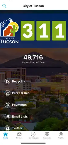 Image of iPhone with Tucson311 App on the screen