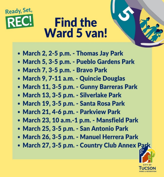 Ready Set Rec Van Dates for March