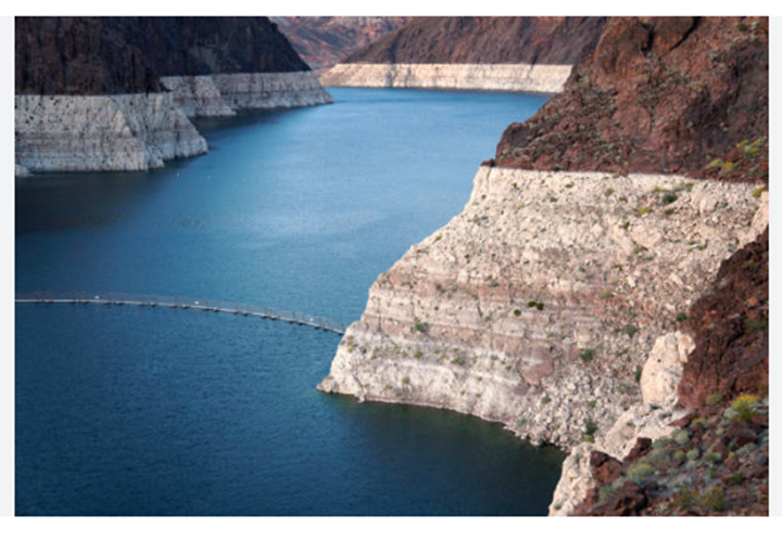 Picture of Lake Mead ‘bathtub ring’ showing that our supply source is only at 37% full. 