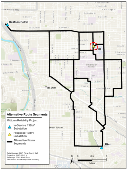 TEP map of possible routes