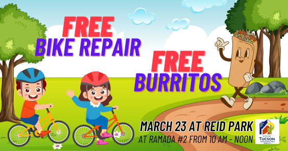 Graphic of Free bike Repair event at Reid Park