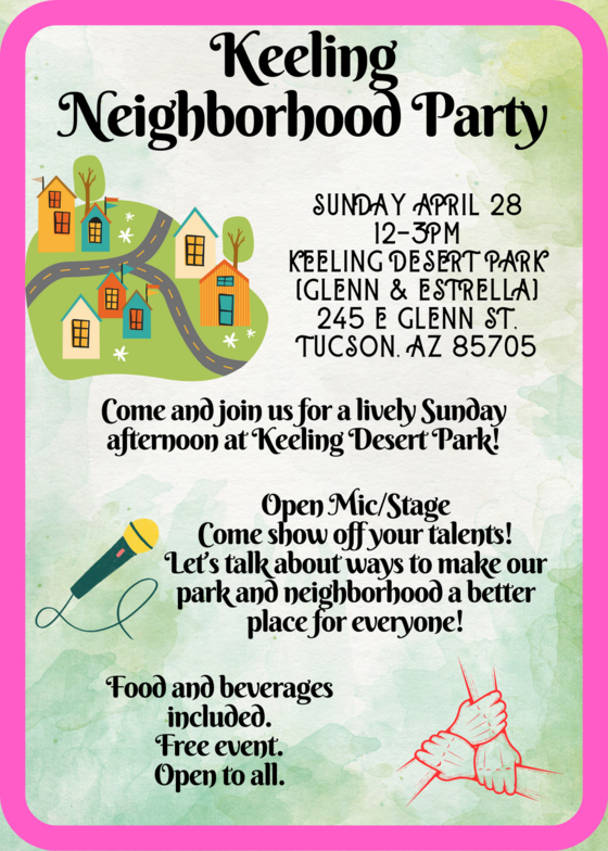 Flyer for Keeling neighborhood party.