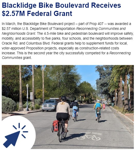 Graphic for Blacklidge Bike Boulevard Receives $2.57M Federal Grant