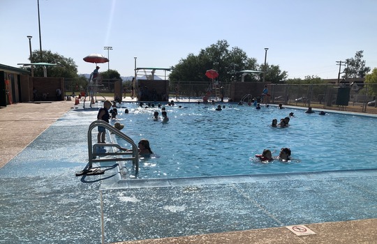 Photo of people swimming at Mansfield pool.