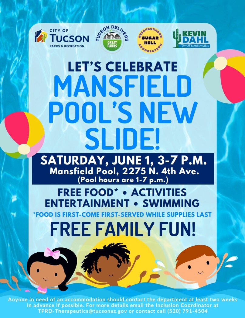 Flyer for Mansfield pool opening