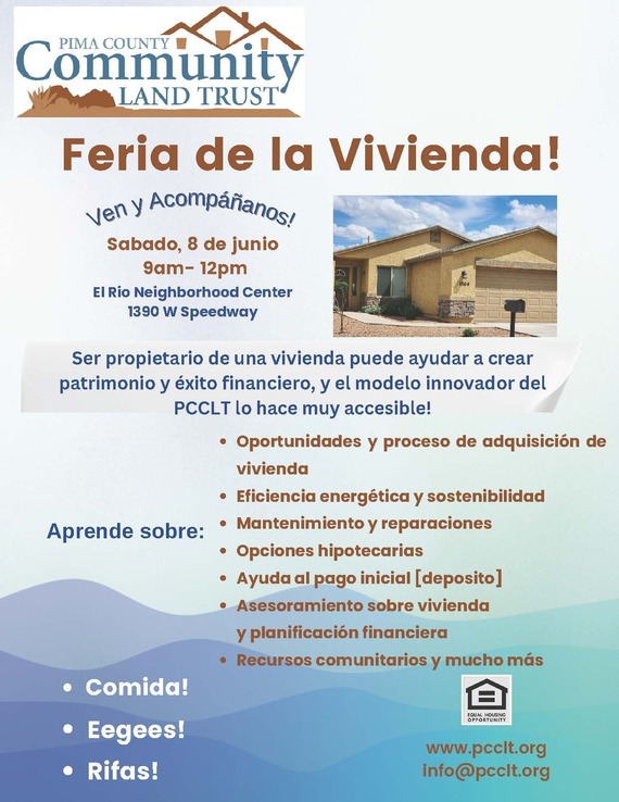 Land Trust Home Ownership Flyer in Spanish.  www.pcclt.org