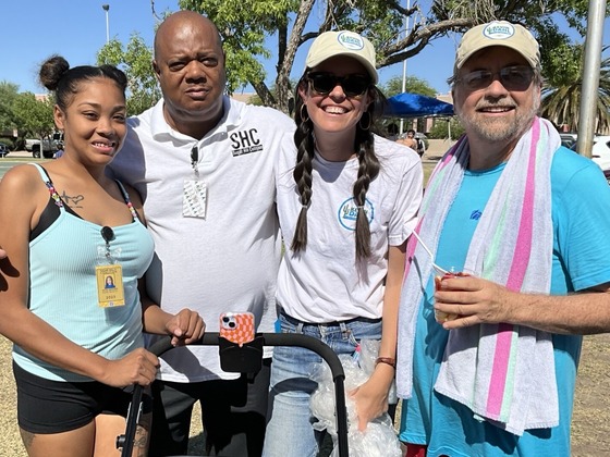 Photo of Kevin Woodard, Council Aide Marlene Avelilno, and Vice Mayor Kevin Dahl.