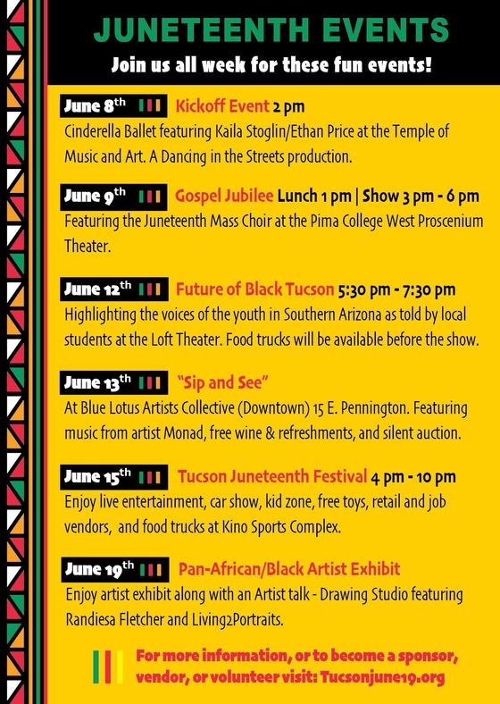 Graphic for Juneteenth schedule of events.