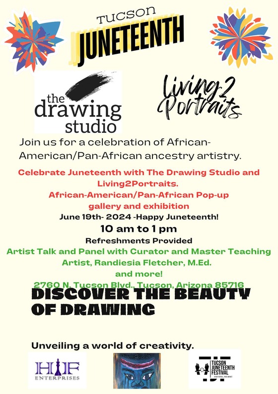 Graphic of Drawing Studio events for Juneteenth